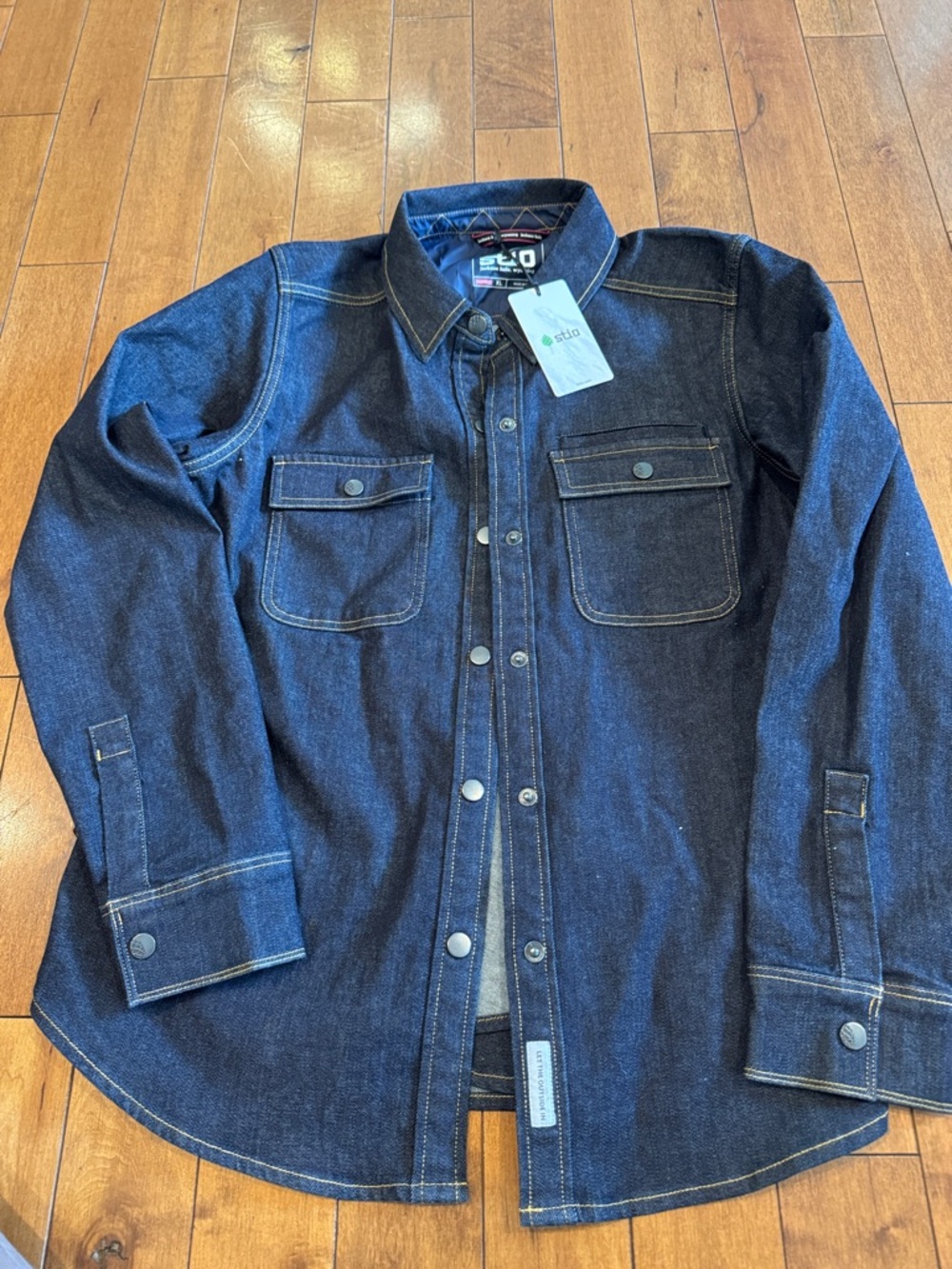 Stio Indigo Denim Shirt Jacket - Dark Blue Snap Front
